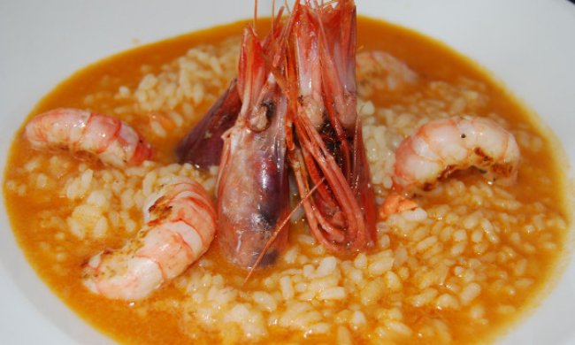 Arroz meloso con gambas congeladas